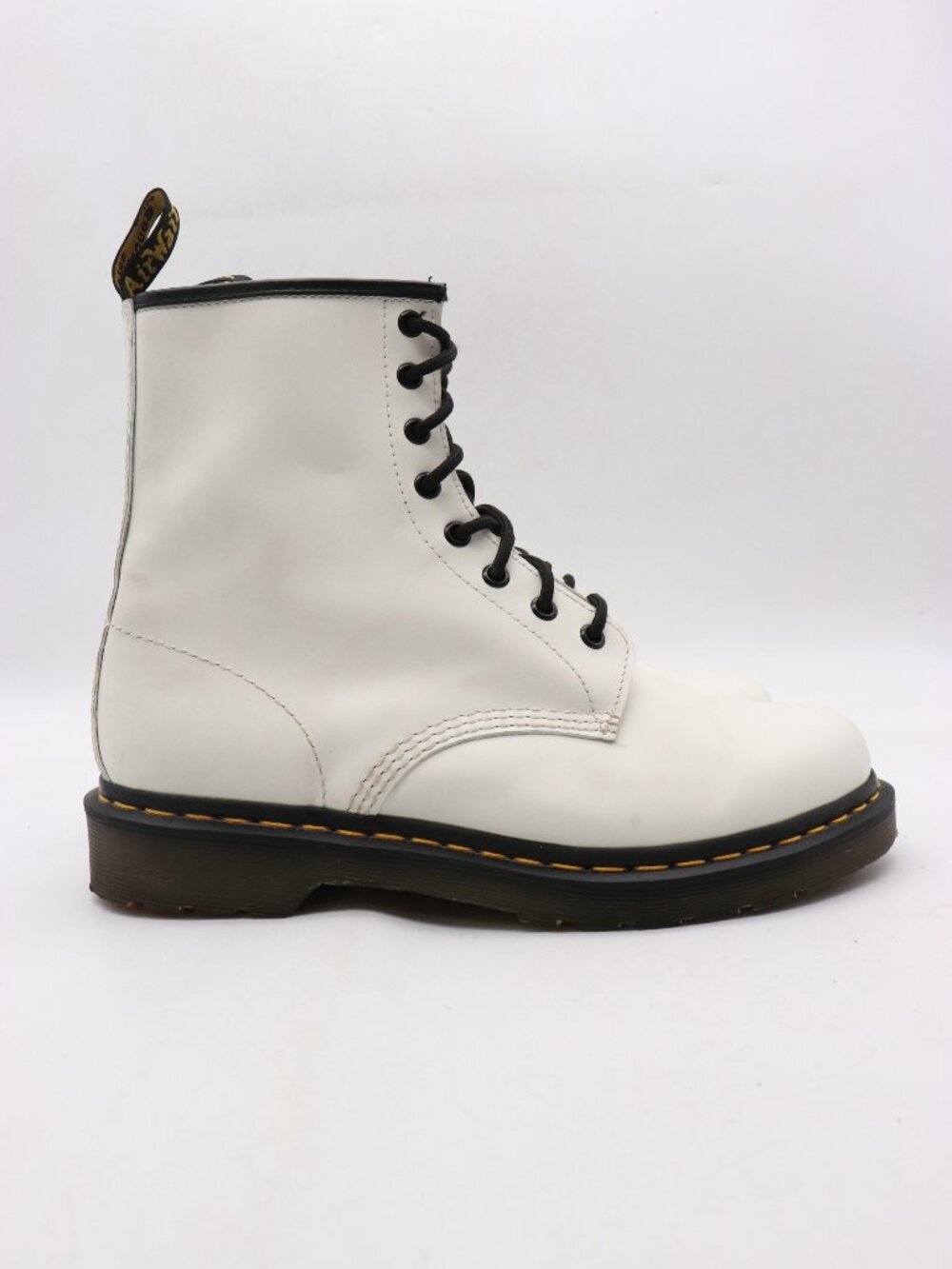 Doc Dr Martens 1460 W Women's 10 White Smooth Leather 8 Eye Lace Up Combat BooT